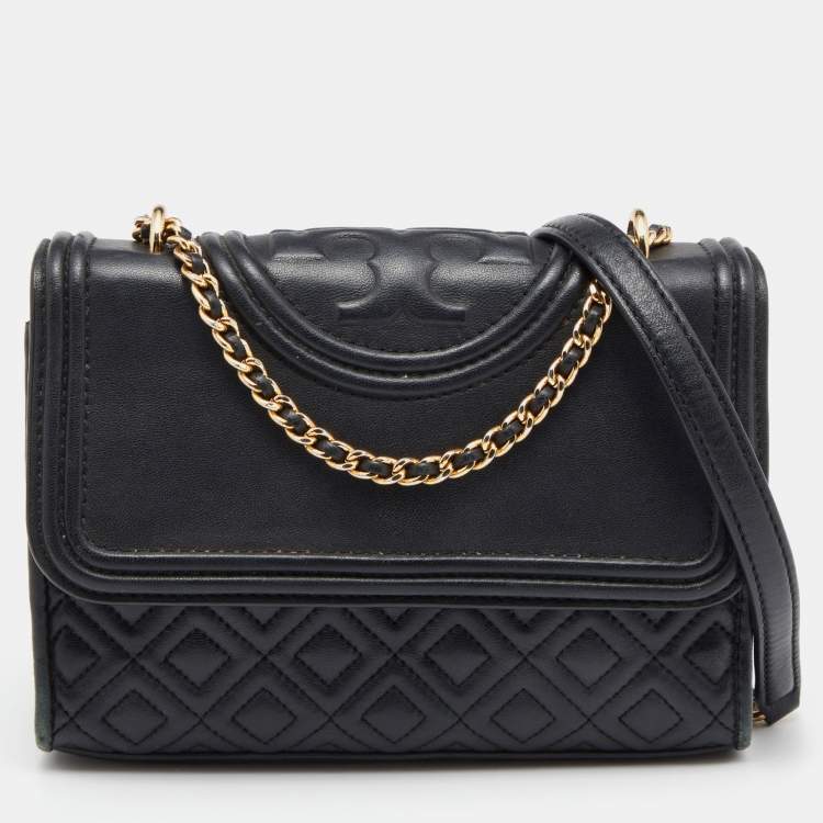 Tory Burch Fleming Small Leather Shoulder Bag Black
