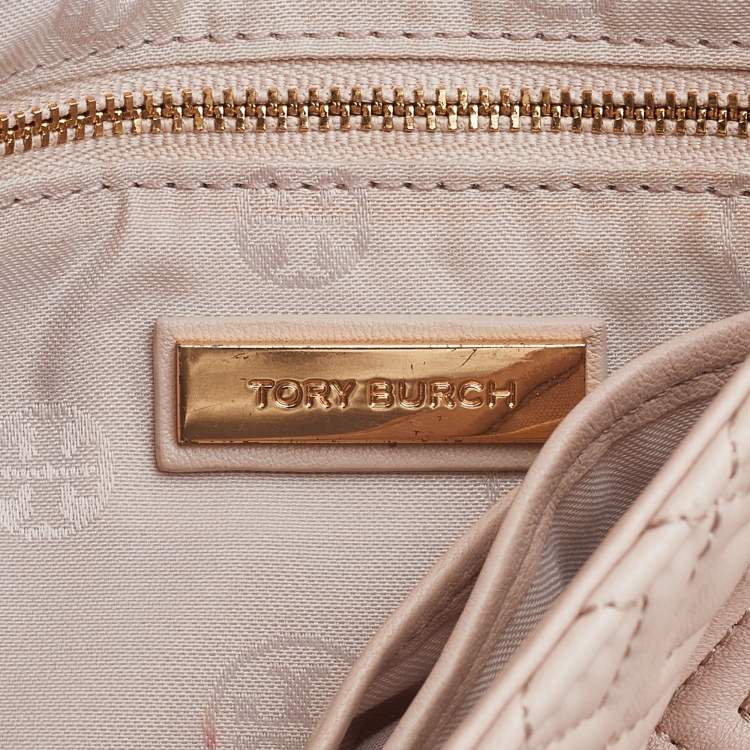 Pre Owned Tory Burch Beige Leather Large Fleming Shoulder Bag