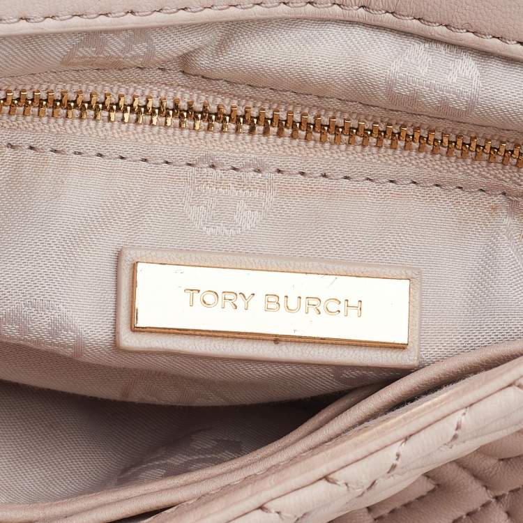 Pre Owned Tory Burch Beige Leather Large Fleming Shoulder Bag