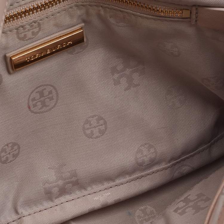 Pre Owned Tory Burch Beige Leather Large Fleming Shoulder Bag