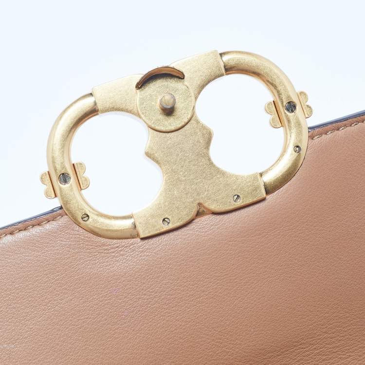 Pre Owned Tory Burch Multicolor Python Embossed Leather Gemini Link Shoulder Bag