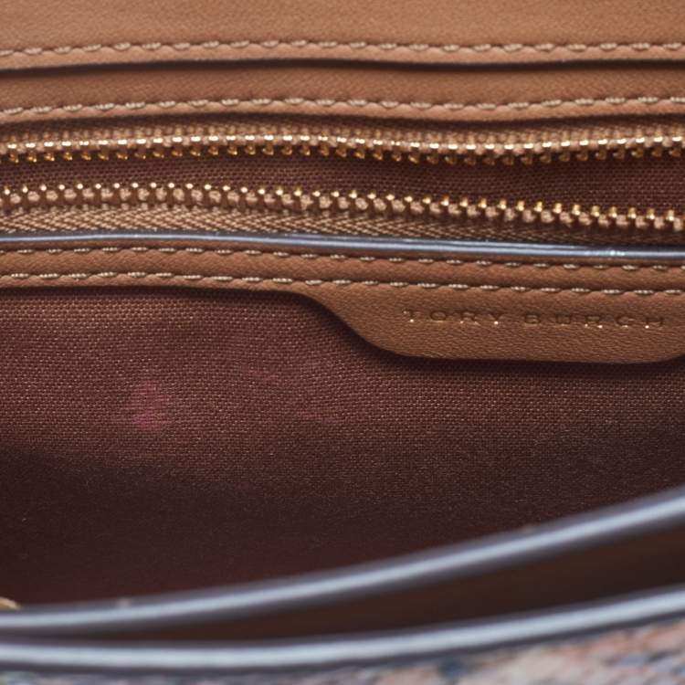 Pre Owned Tory Burch Multicolor Python Embossed Leather Gemini Link Shoulder Bag