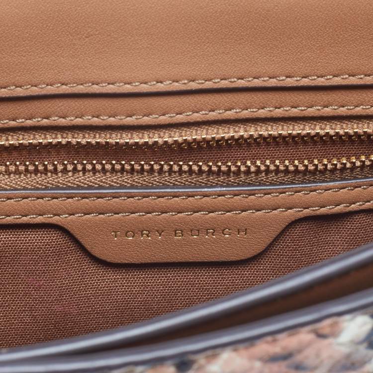 Pre Owned Tory Burch Multicolor Python Embossed Leather Gemini Link Shoulder Bag