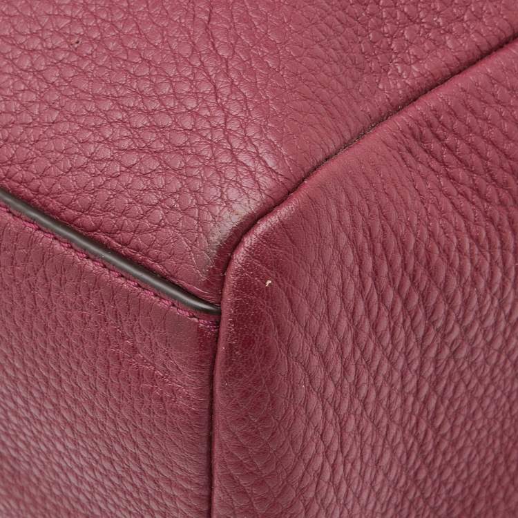 Pre Owned Tory Burch Burgundy Leather Chain Tote