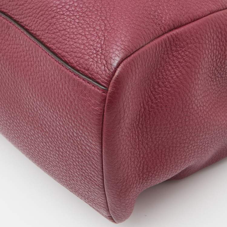 Pre Owned Tory Burch Burgundy Leather Chain Tote