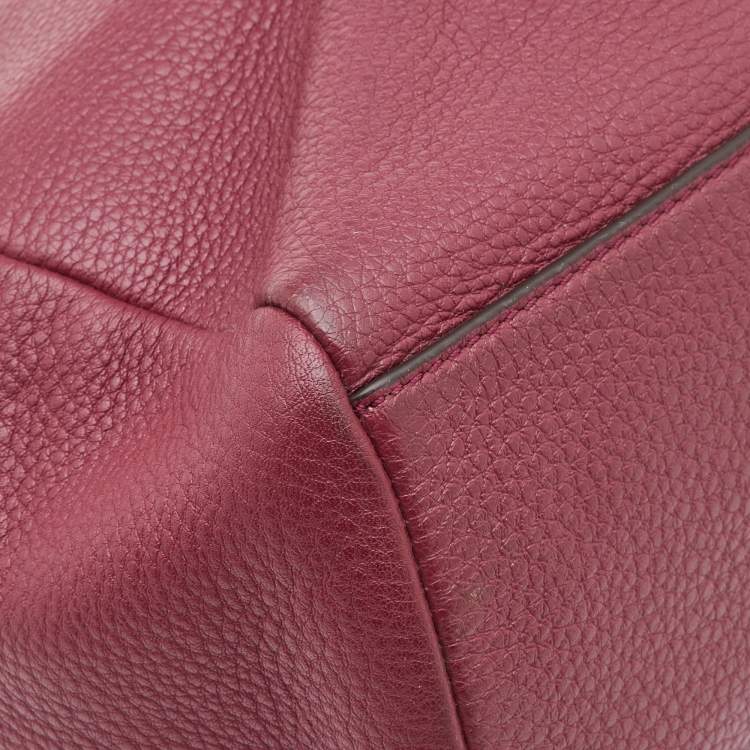 Pre Owned Tory Burch Burgundy Leather Chain Tote