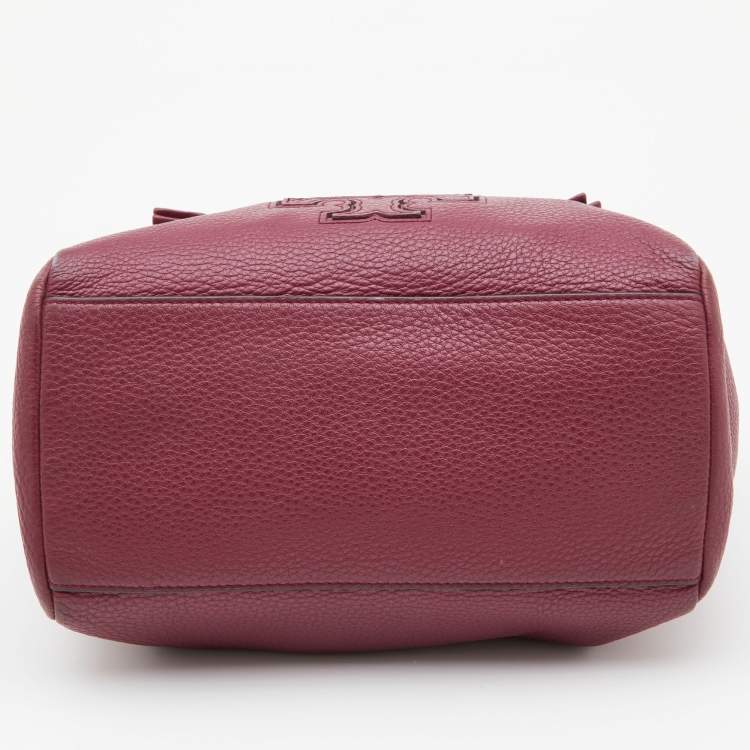 Pre Owned Tory Burch Burgundy Leather Chain Tote