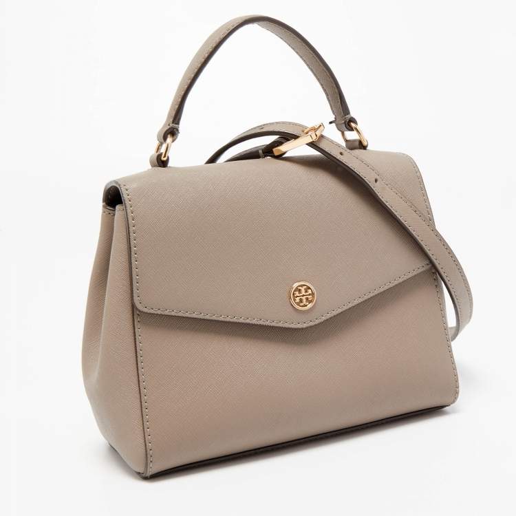 Pre Owned Tory Burch Beige Leather Small Robinson Top Handle Bag