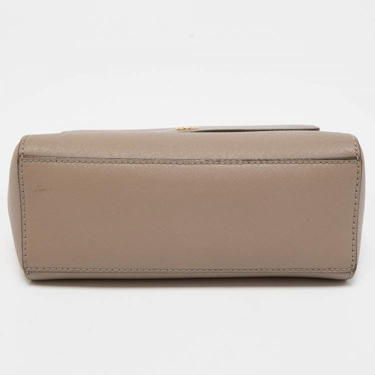 Pre Owned Tory Burch Beige Leather Small Robinson Top Handle Bag