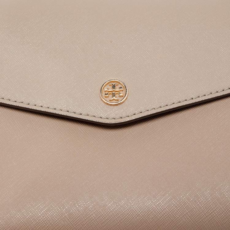 Pre Owned Tory Burch Beige Leather Small Robinson Top Handle Bag