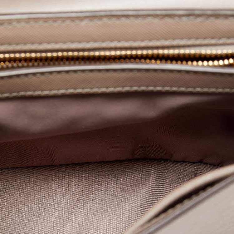Pre Owned Tory Burch Beige Leather Small Robinson Top Handle Bag
