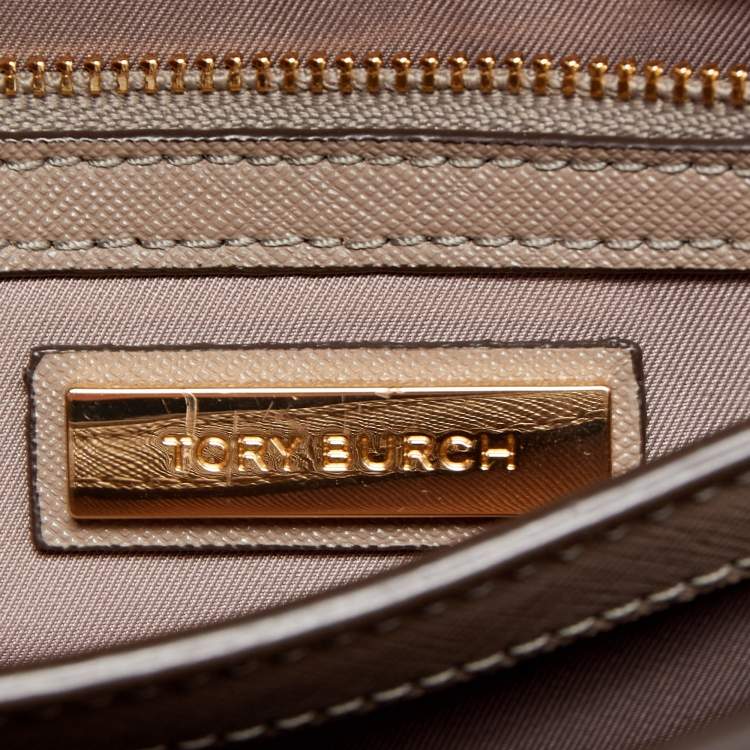 Pre Owned Tory Burch Beige Leather Small Robinson Top Handle Bag