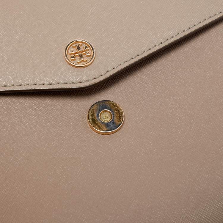 Pre Owned Tory Burch Beige Leather Small Robinson Top Handle Bag