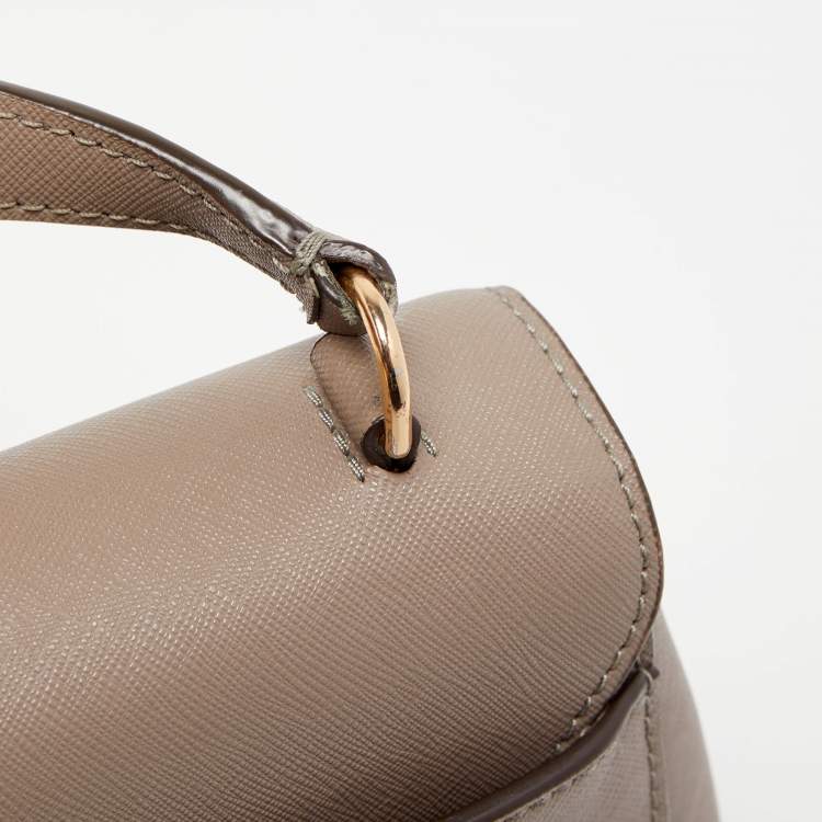 Pre Owned Tory Burch Beige Leather Small Robinson Top Handle Bag