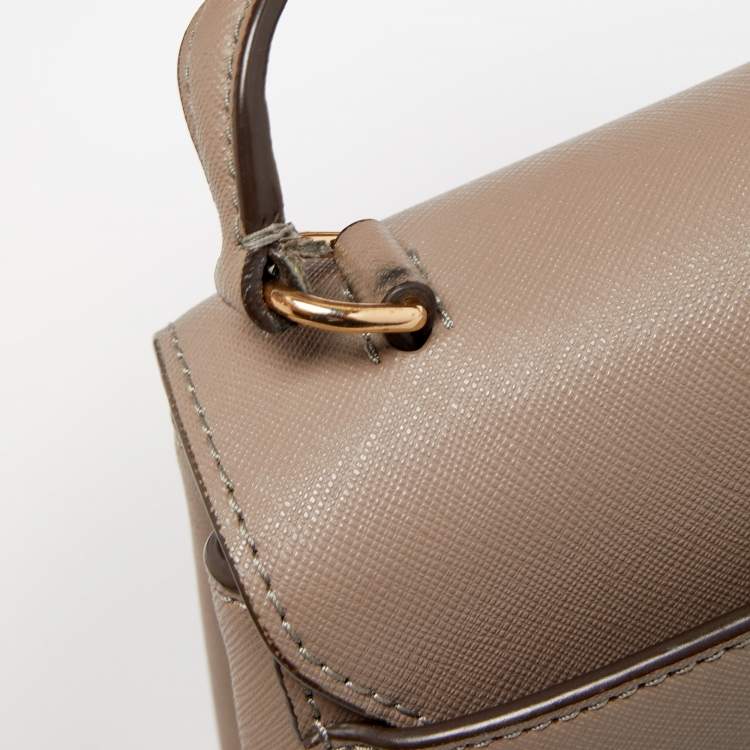 Pre Owned Tory Burch Beige Leather Small Robinson Top Handle Bag