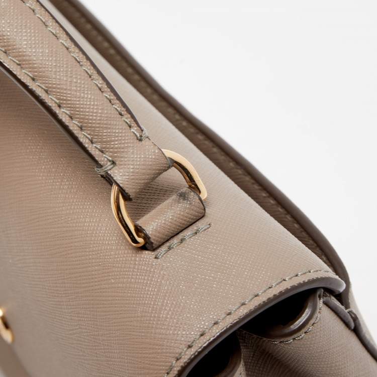Pre Owned Tory Burch Beige Leather Small Robinson Top Handle Bag