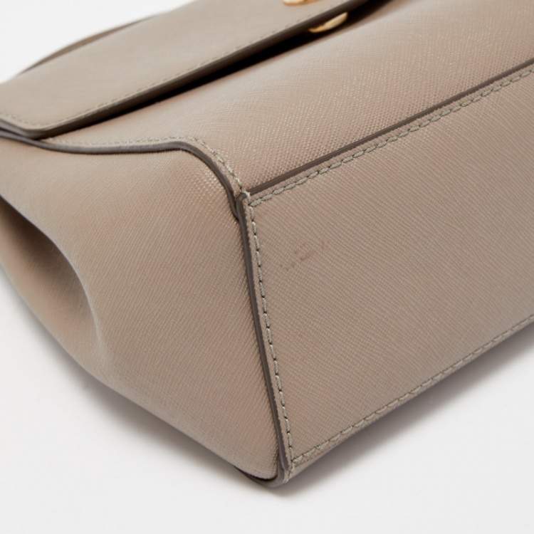 Pre Owned Tory Burch Beige Leather Small Robinson Top Handle Bag