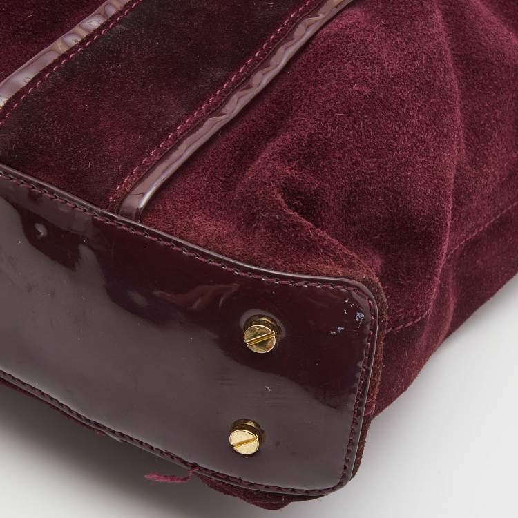 مملوكة مسبقًا Tory Burch Burgundy Suede and Patent Leather Tote