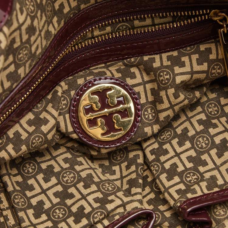 مملوكة مسبقًا Tory Burch Burgundy Suede and Patent Leather Tote