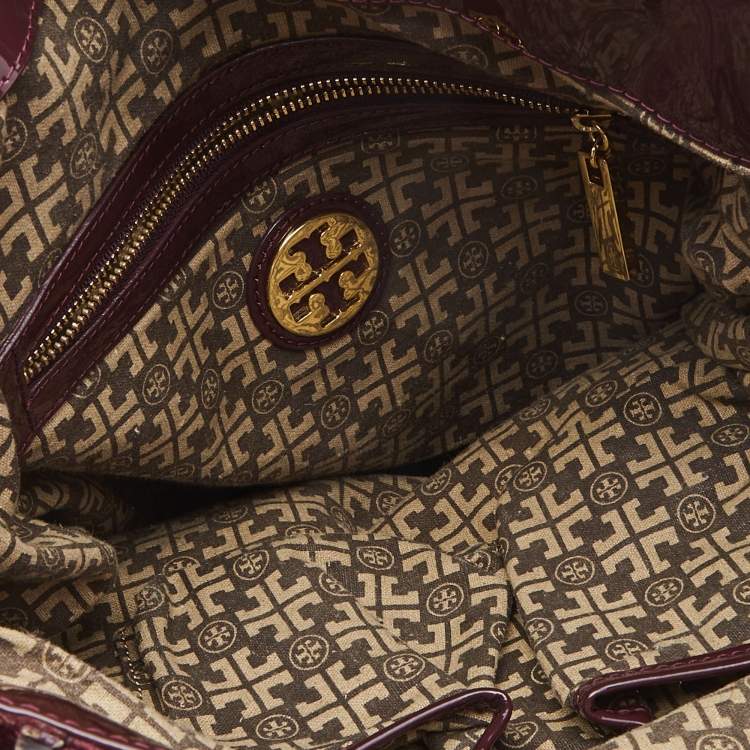 مملوكة مسبقًا Tory Burch Burgundy Suede and Patent Leather Tote