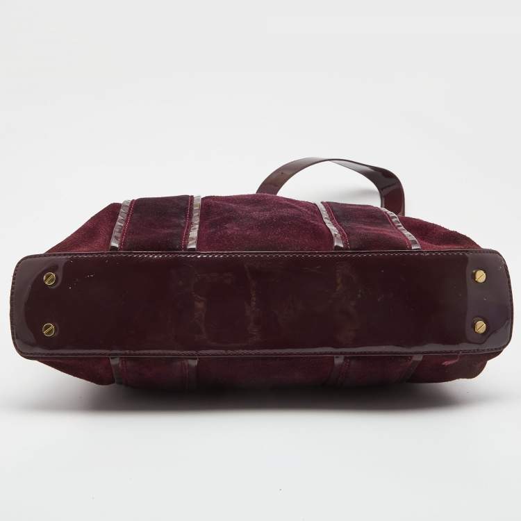 مملوكة مسبقًا Tory Burch Burgundy Suede and Patent Leather Tote