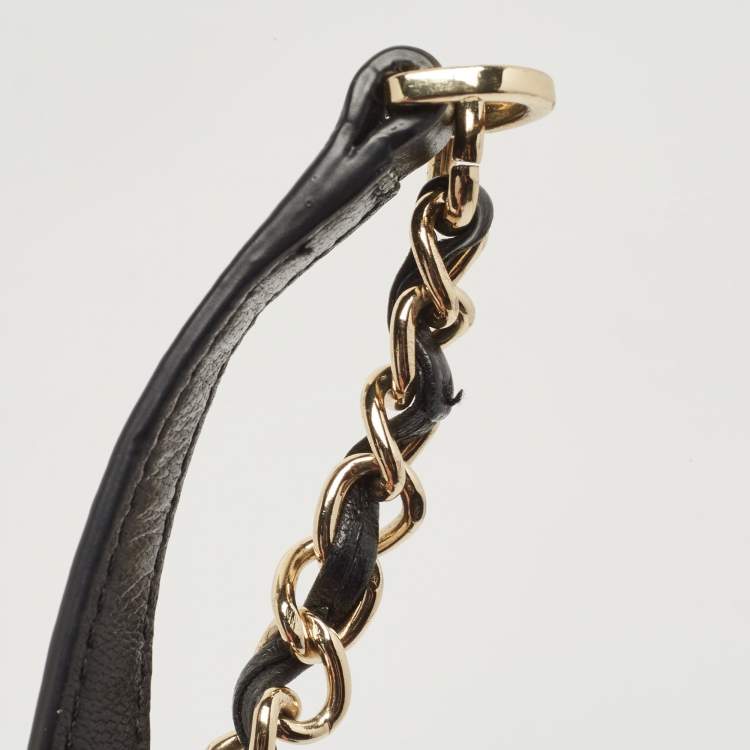 Pre Owned Tory Burch Black Quilted Leather Marion Crossbody Bag