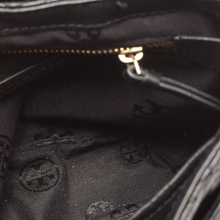 Pre Owned Tory Burch Black Quilted Leather Marion Crossbody Bag