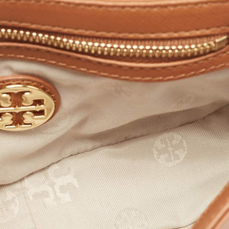 Pre Owned Tory Burch Brown Saffiano Leather Robinson Chain Shoulder Bag