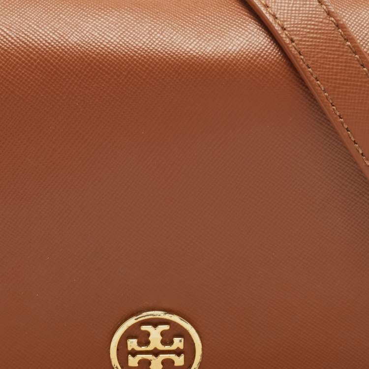 Pre Owned Tory Burch Brown Saffiano Leather Robinson Chain Shoulder Bag