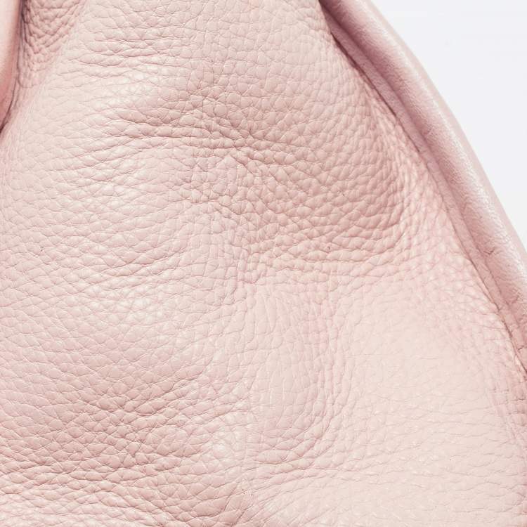 Pre Owned Tory Burch Light Pink Leather Small Britten Slouchy Tote