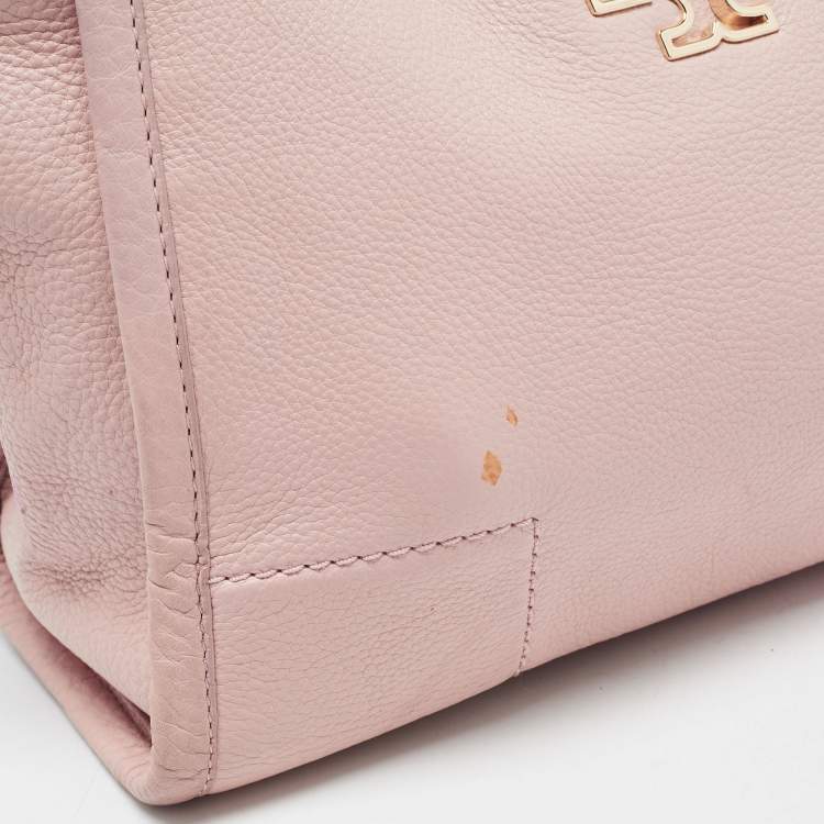Pre Owned Tory Burch Light Pink Leather Small Britten Slouchy Tote