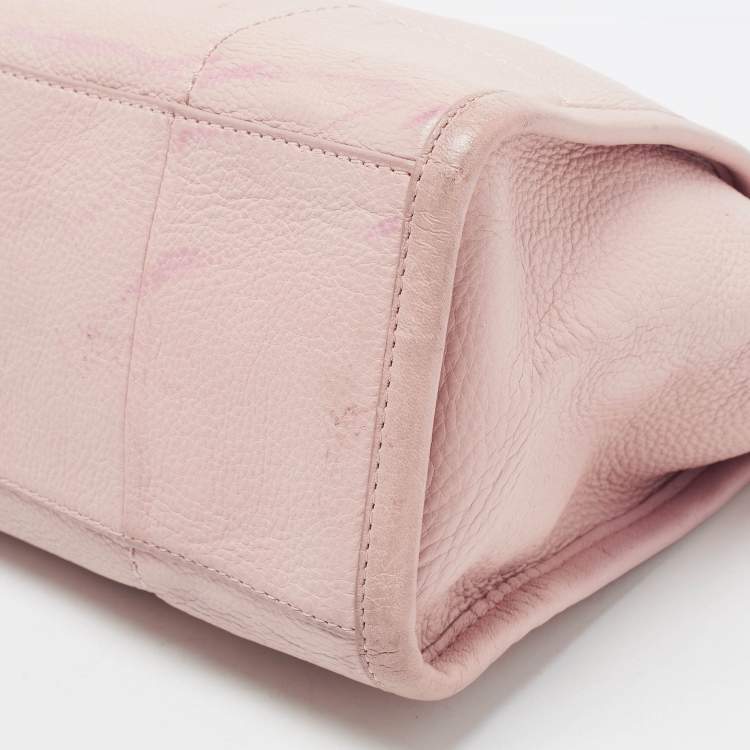 Pre Owned Tory Burch Light Pink Leather Small Britten Slouchy Tote