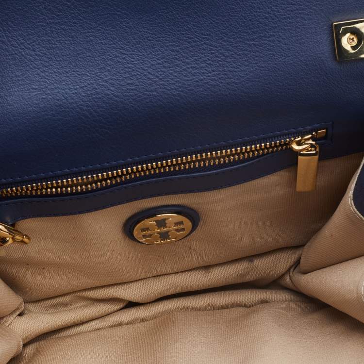 Pre Owned Tory Burch Multicolour Stripe Nylon and Leather Flap Chain Linked Shoulder Bag