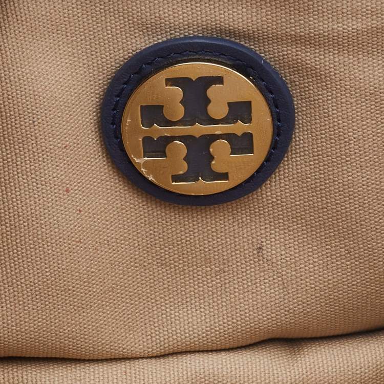 Pre Owned Tory Burch Multicolour Stripe Nylon and Leather Flap Chain Linked Shoulder Bag