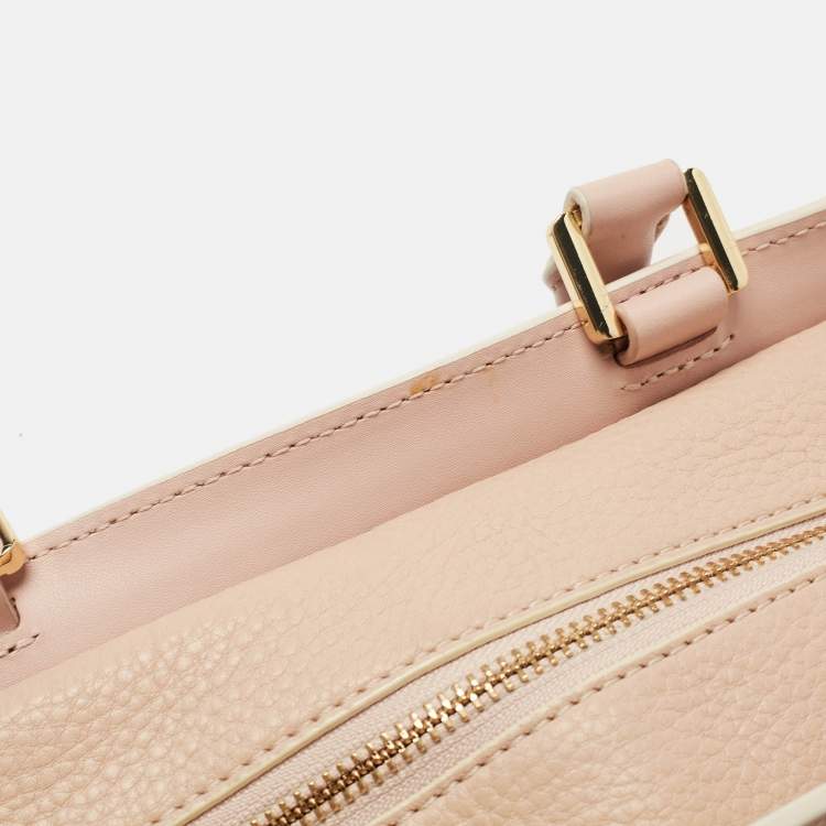 Pre Owned Tory Burch Light Pink Cut-Out Leather Zip Tote 