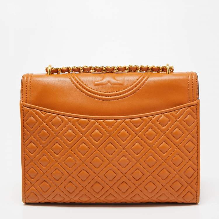 Pre Owned Tory Burch Tan Leather Fleming Shoulder Bag