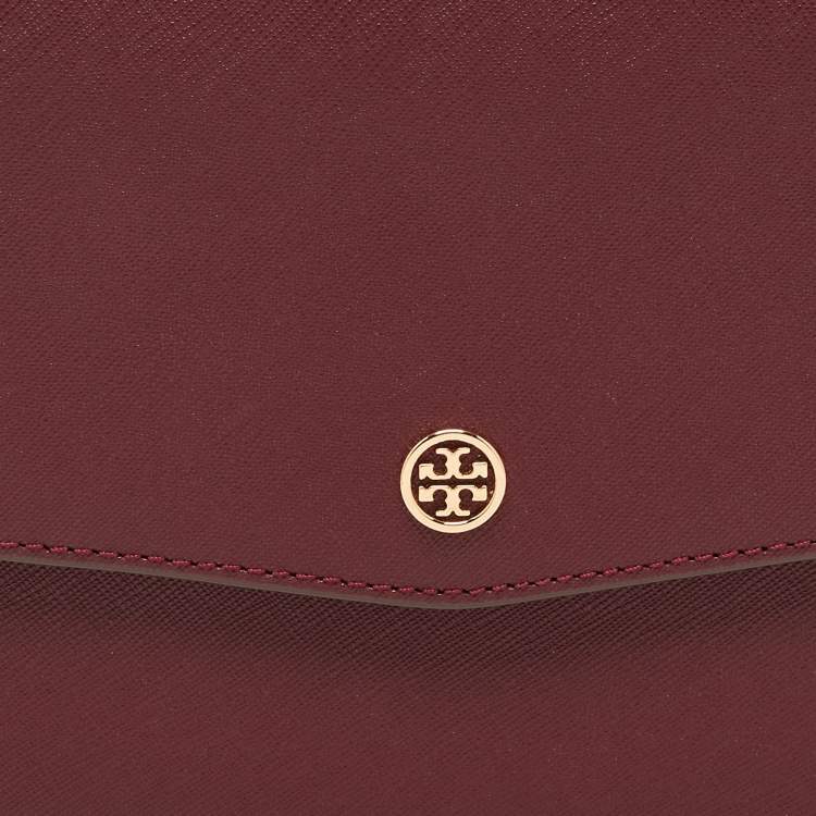 Pre Owned Tory Burch Burgundy Leather Robinson Convertible Shoulder Bag