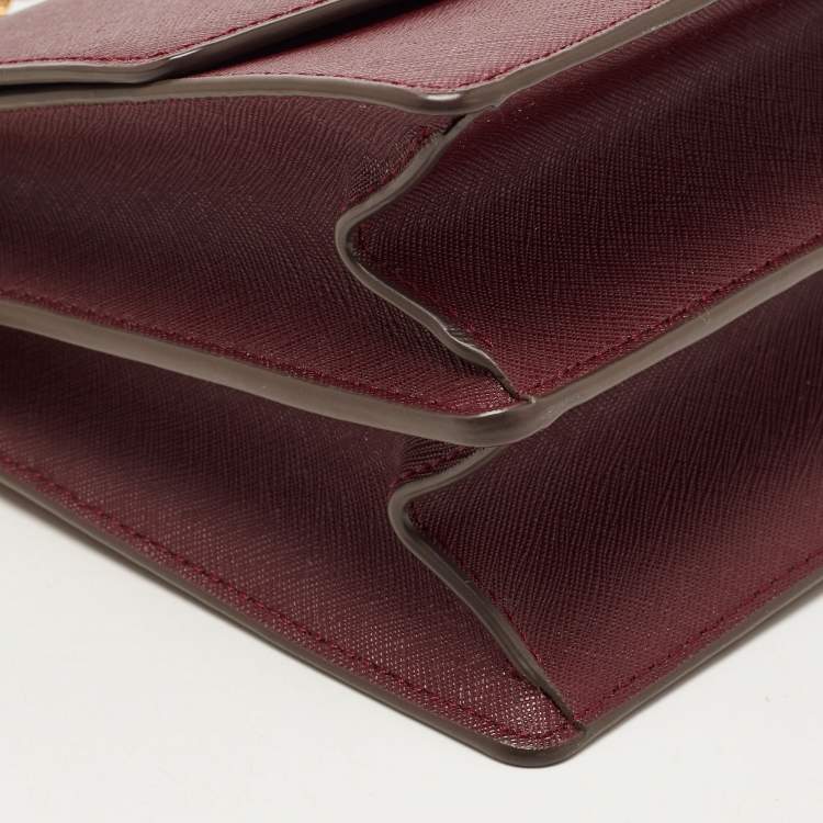 Pre Owned Tory Burch Burgundy Leather Robinson Convertible Shoulder Bag