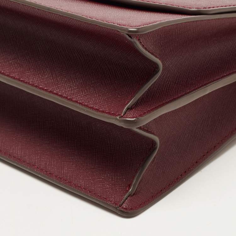 Pre Owned Tory Burch Burgundy Leather Robinson Convertible Shoulder Bag