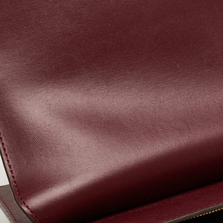 Pre Owned Tory Burch Burgundy Leather Robinson Convertible Shoulder Bag