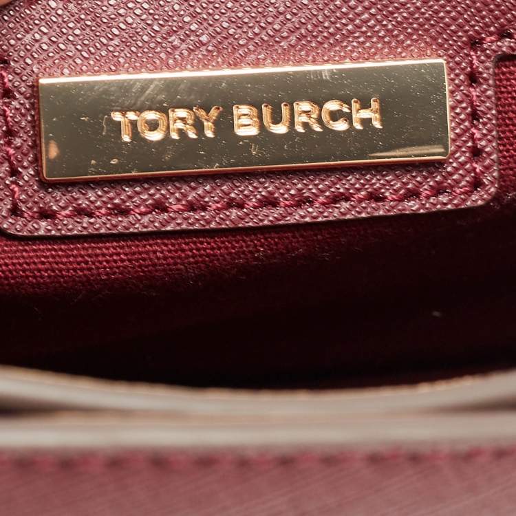 Pre Owned Tory Burch Burgundy Leather Robinson Convertible Shoulder Bag