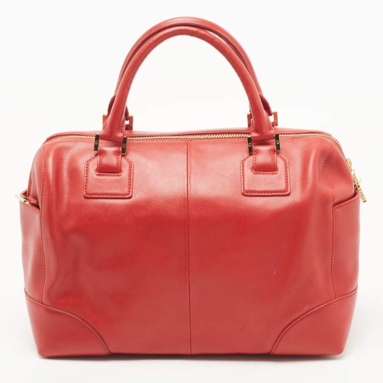 Pre Owned Tory Burch Red Leather Robinson Middy Satchel 