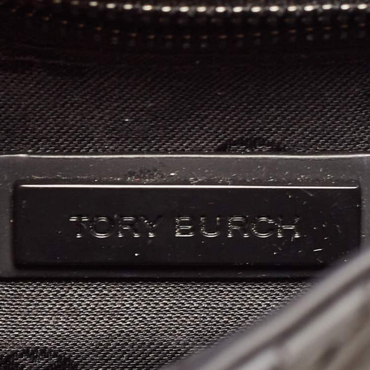 Pre Owned Tory Burch Black Matte Rubber PU Small Fleming Shoulder Bag