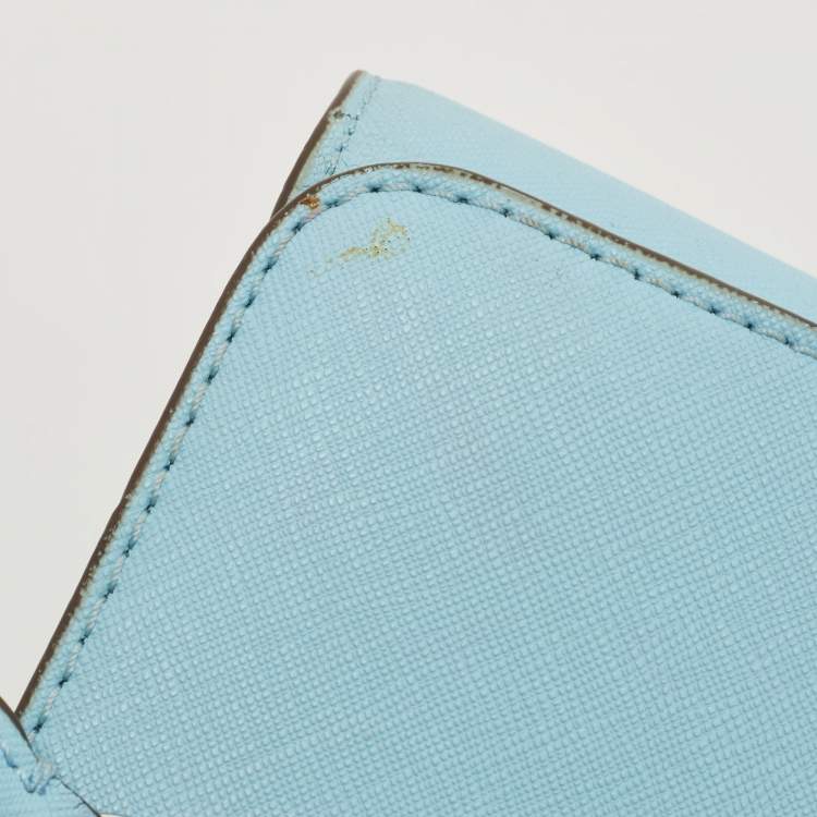 Pre Owned Tory Burch Sky Blue Leather Robinson Tote