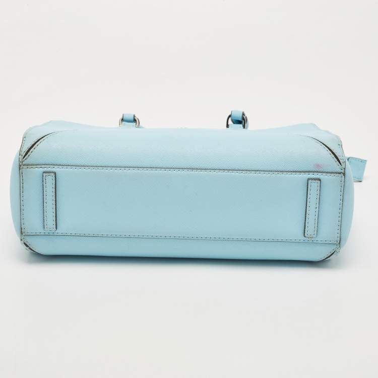 Pre Owned Tory Burch Sky Blue Leather Robinson Tote