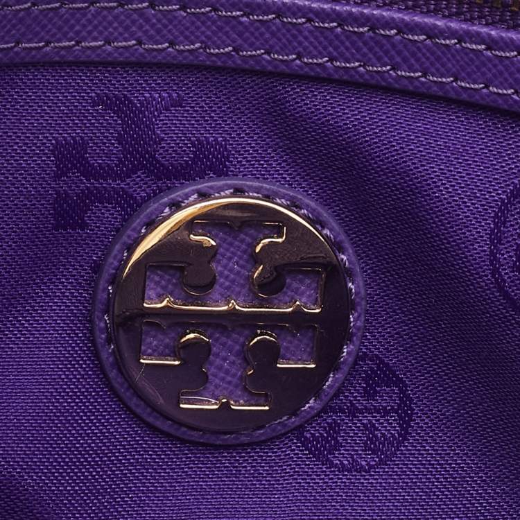 Pre Owned Tory Burch Purple Leather Mini Robinson Chain Shoulder Bag