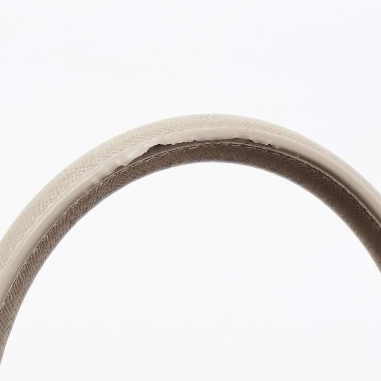 Pre Owned Tory Burch Grey Floral Laser Cut Leather Double Zip Robinson Tote 