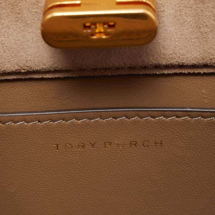 Pre Owned Tory Burch Burgundy Croc Embossed Leather Lee Radziwill Chain Shoulder Bag 