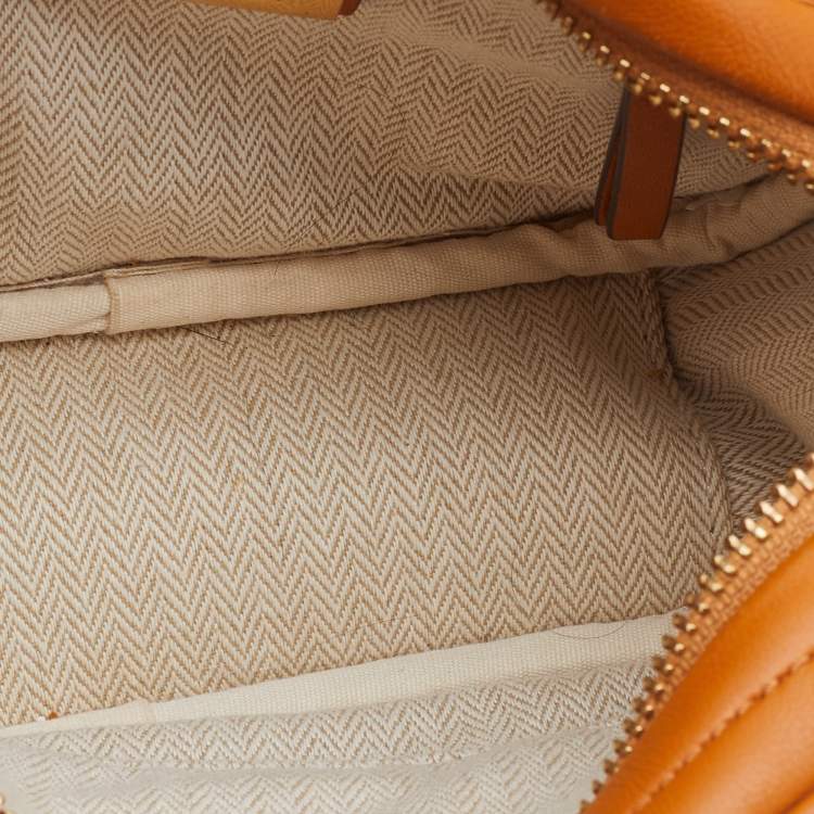 Pre Owned Tory Burch Mustard Chevron Leather Small Kira Camera Bag