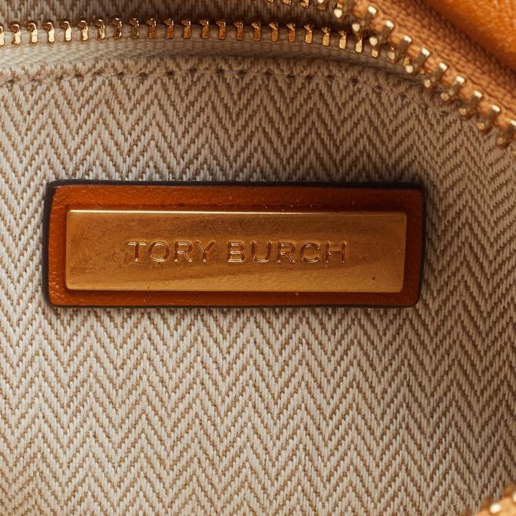 Pre Owned Tory Burch Mustard Chevron Leather Small Kira Camera Bag